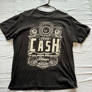 Johnny Cash 1968 Live at Folsom Prison Black Short Sleeve Crewneck T-Shirt Sz xl